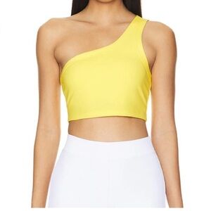 Spiritual Gangster Cruz One Shoulder Tank Crop Top Sunflower Yellow Medium NWT